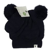Nové - 2set - Tmavomodrá pletená čapica s bambulemi + rukavice Joules
