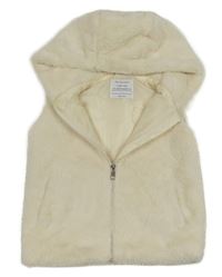 Smotanová kožušinová podšitá vesta s kapucňou Primark