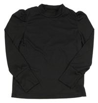 Čierne rebrované tričko Shein