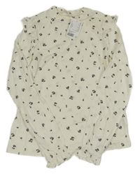 Nové - Smetanové květované triko s volánky H&M