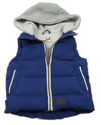 Tmavomodrá šusťáková zateplená vesta s teplákovou kapucí Rebel