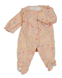 Ružový kvetovaný overal s volánikmi Next