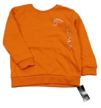 Nové - Oranžová mikina s nápisom a vlnou Dunnes