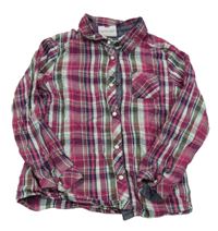 Vínovo-khaki-tmavomodrá kostkovaná halenka Topolino