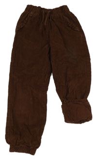 Hnědé manšestrové podšité cuff kalhoty Topolino