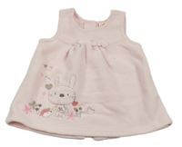 Svetloružové fleecové šaty s králikom Mini Mode