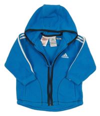 Modrá fleecová propínací funkční mikina s logem a kapucí Adidas