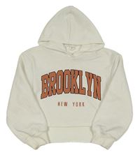 Biela crop mikina s nápisom a kapucňou Shein