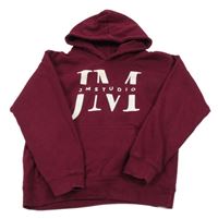 Vínová mikina s nápisom a kapucňou AWDis