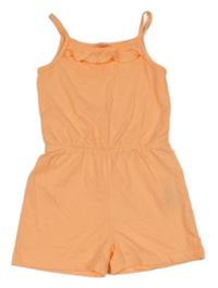 Neónově oranžový bavlnený kraťasový overal s volánem Kiki&Koko