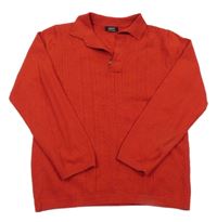 Červený vzorovaný lehký polo svetr Next