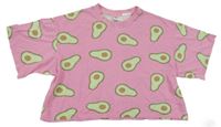 Ružové crop tričko s avokády H&M