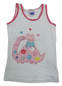 Biela košieľka  s Peppou a dinosaurom