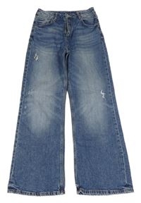 Modré wide leg rifle s prodíráním H&M