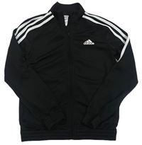Čierna športová prepínaci mikina s logom a pruhmi Adidas