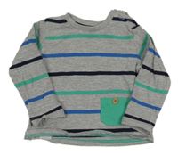 Sivo-modro-zelené pruhované tričko Tom Tailor