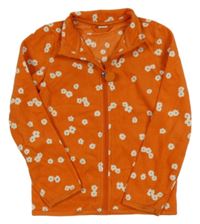 Oranžová kvetovaná fleecová prepínaci mikina