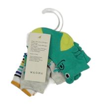 Nové - 3x ponožky - zeleno-šedé s dinosaury F&F