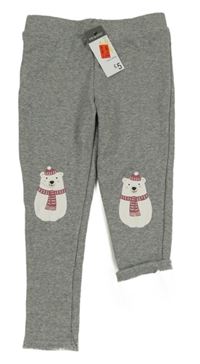 Nové - sivé melírované zateplené legíny s medveďmi Primark