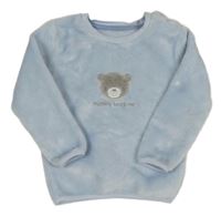 Svetlomodrá plyšová mikina s medvěďom Nutmeg