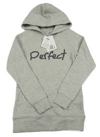 Nové - šedé teplákové šaty s nápisem a kapucí Pocopiano