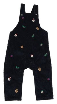 Tmavomodré na traké podšité manšestráky s obrázkami M&S