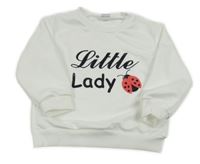 Biela mikina s nápisom a lienkou