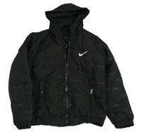 Černá šusťáková zimní bunda s kapucí 