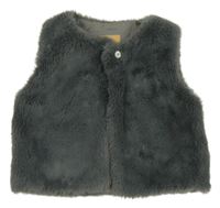 Tmavosivá kožušinová podšitá vesta