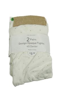 Nové - 2x silonky - zlaté + bílé se zlatými puntíky Primark