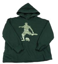 Tmavozelená mikina s potlačou a kapucňou bpc