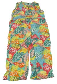Farebný kvetovaný ľahký nohavicový overal Tu