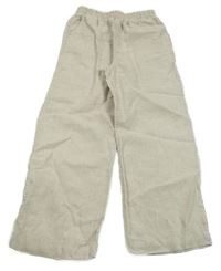 Svetlobéžové ľanové široké nohavice H&M