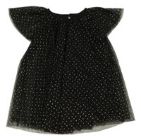 Černé tylové šaty se zlatými puntíky C&A