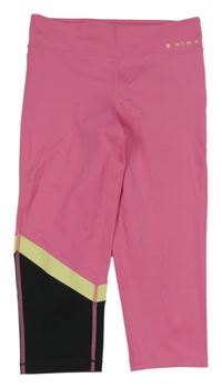 Růžovo-černé sportovní crop legíny 