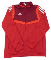 Červeno-vínová sportovní funkční propínací mikina s logem Adidas