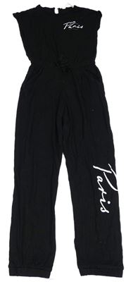 Čierny nohavicový overal s nápismi H&M