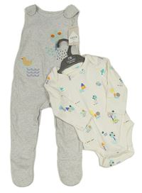 2set - Šedé dupačky s obrázky + biele body s obrázkami M&S