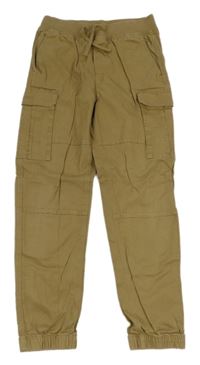 Béžové plátěné cargo cuff kalhoty H&M