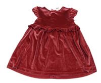 Ružové zamatové šaty s volánikmi