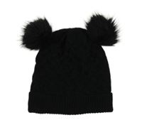 Černá čepice s bambulemi Matalan