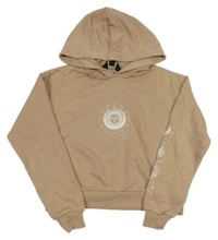 Béžová crop mikina so sluncem a kapucňou New Look