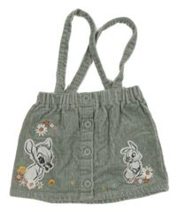 Světlešedá manšestrová laclová sukně s Bambim a Dupíkem Disney