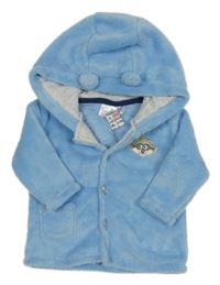 Modrá plyšová propínací mikina s výšivkou a kapucí Ergee