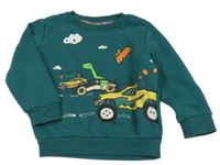 Tmavozelená mikina s diny a autami F&F