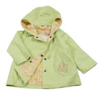 Svetlozelená vodeodolná jarná bunda s motýlkom a kapucňou