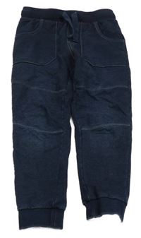 Tmavomodré teplákové cuff rifle s úpletovým pasom Topolino