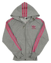 Sivo-ružová prepínaci mikina s kapucí Adidas