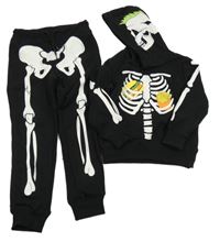 Nové - 2set - Černá mikina s kostlivcem a kapucí + tepláky Dopodopo