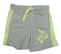 Sivo-neónově zelené teplákové kraťasy s kaktusom